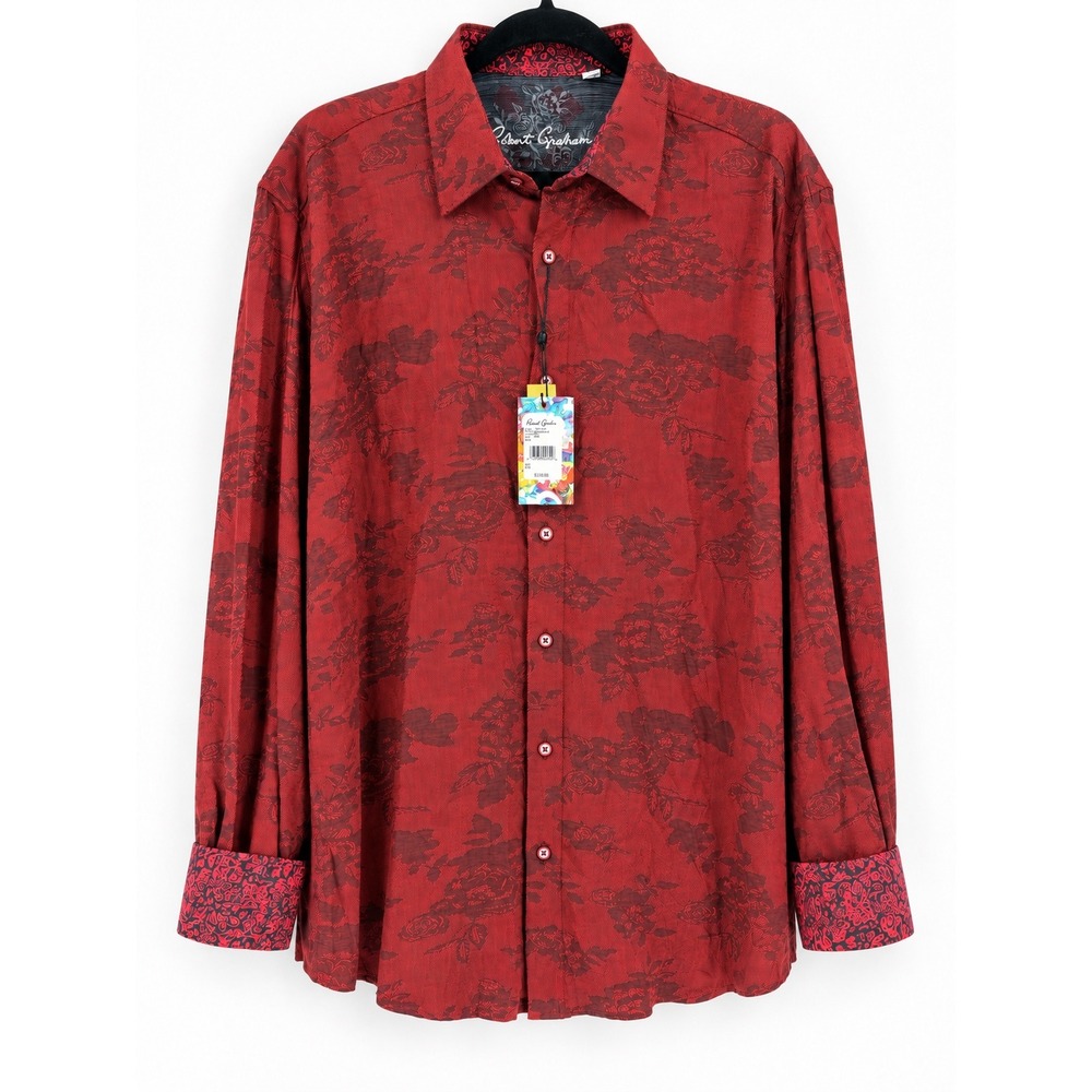 Robert Graham The Joan Button Down Men 4XL Red Floral Jacquard Luxury NWT
